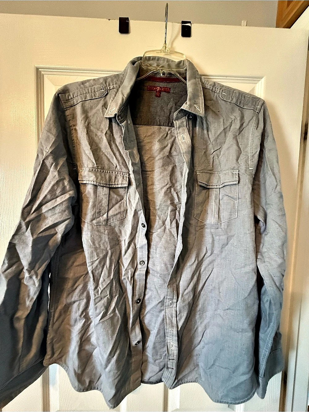 7 For All Mankind Men's Gray Button Down Shirt